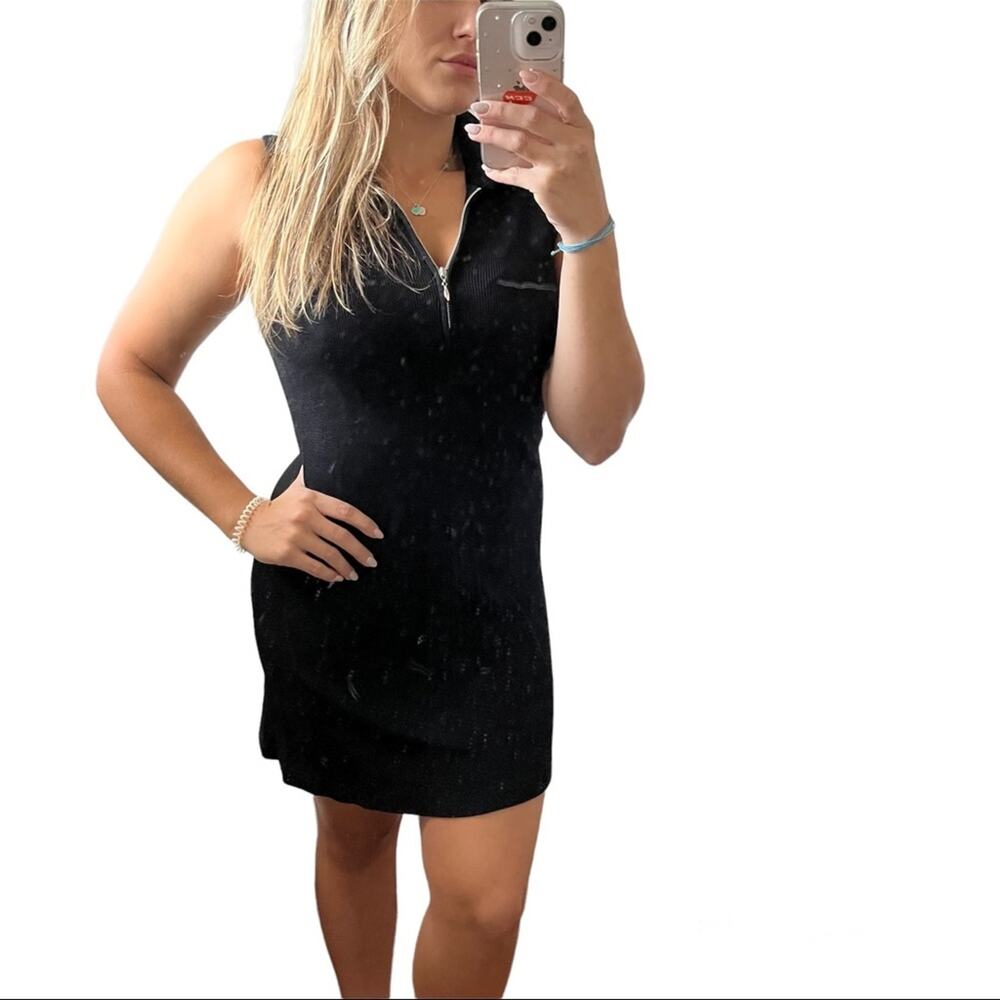 Ronni Nicole Black Eyelet Y2K Vintage 1/4 Zip Swim Cover Up Womens Size 10